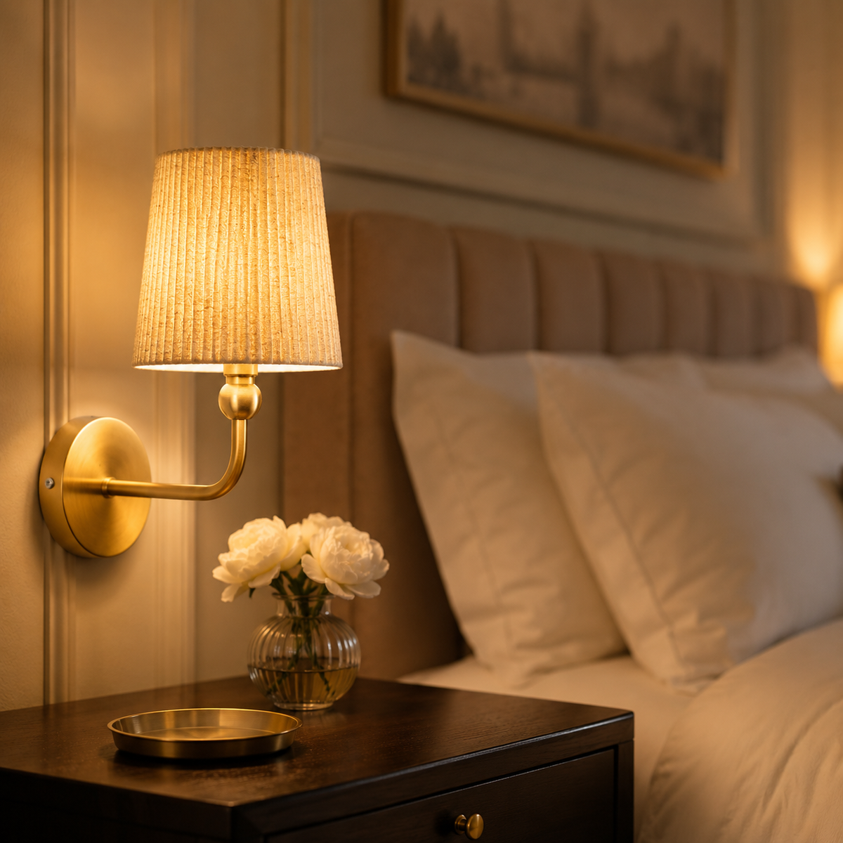Lampe de chevet classique gold abat-jour