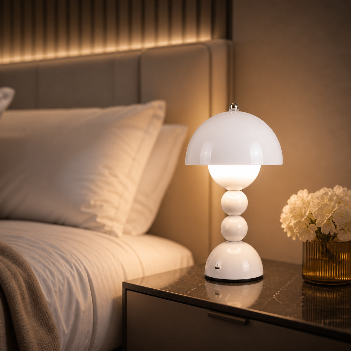 Lampe de chevet design style champignon originale