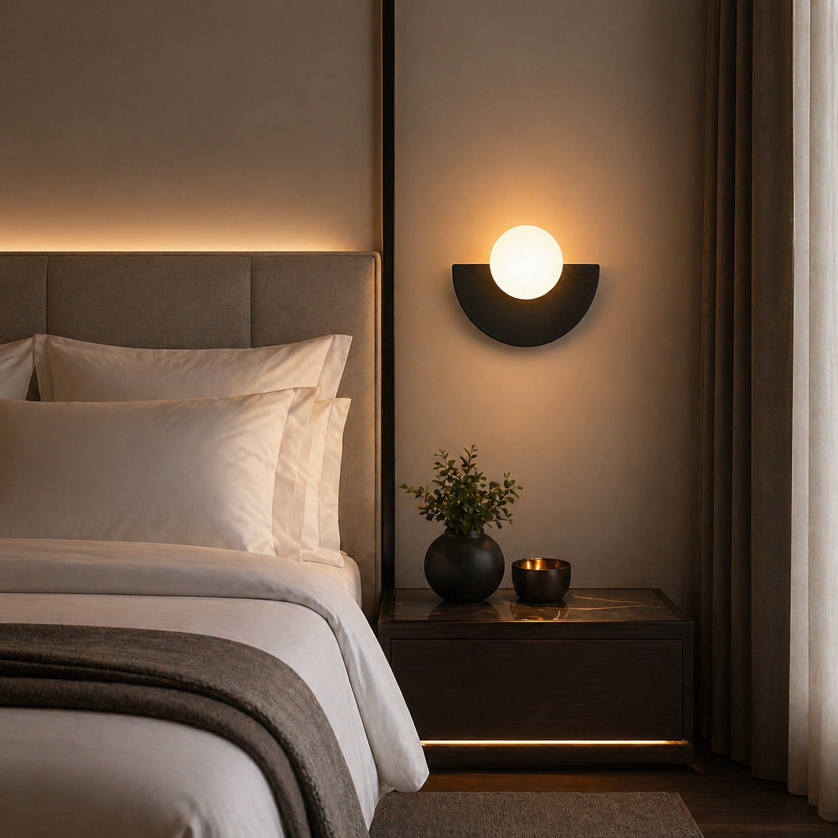 Lampe de chevet demi cercle colorée