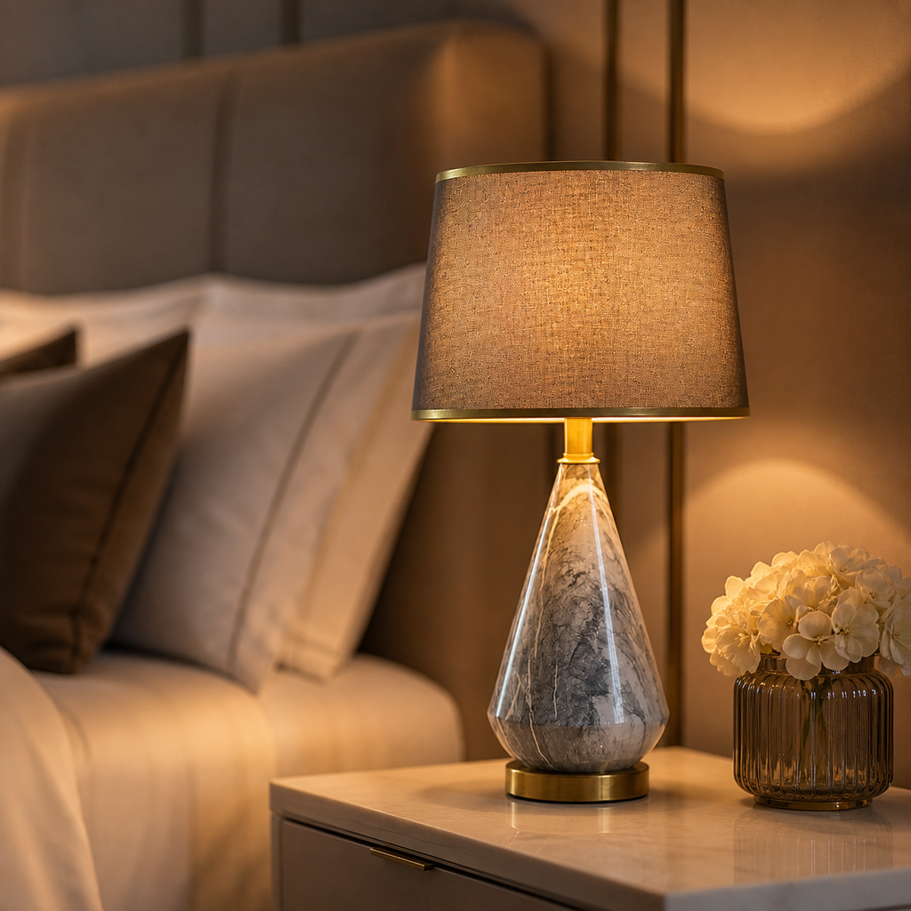 Lampe de chevet en marbre dorée