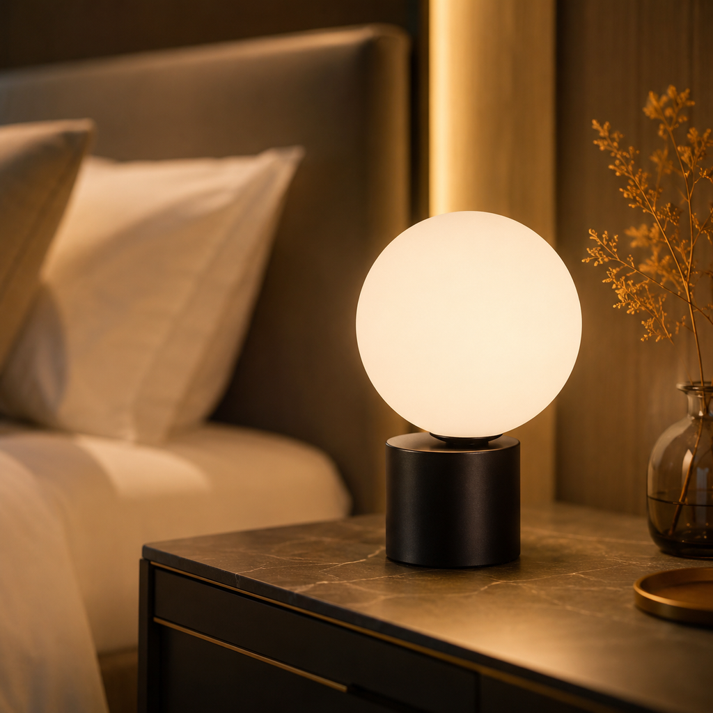 Lampe de chevet originale aluminium cylindre
