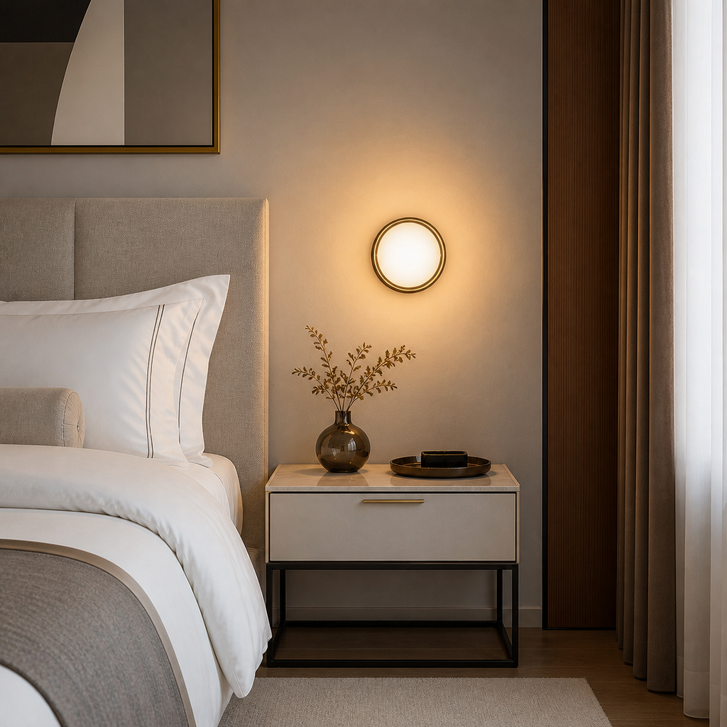 Lampe de chevet murale en verre colorée rond
