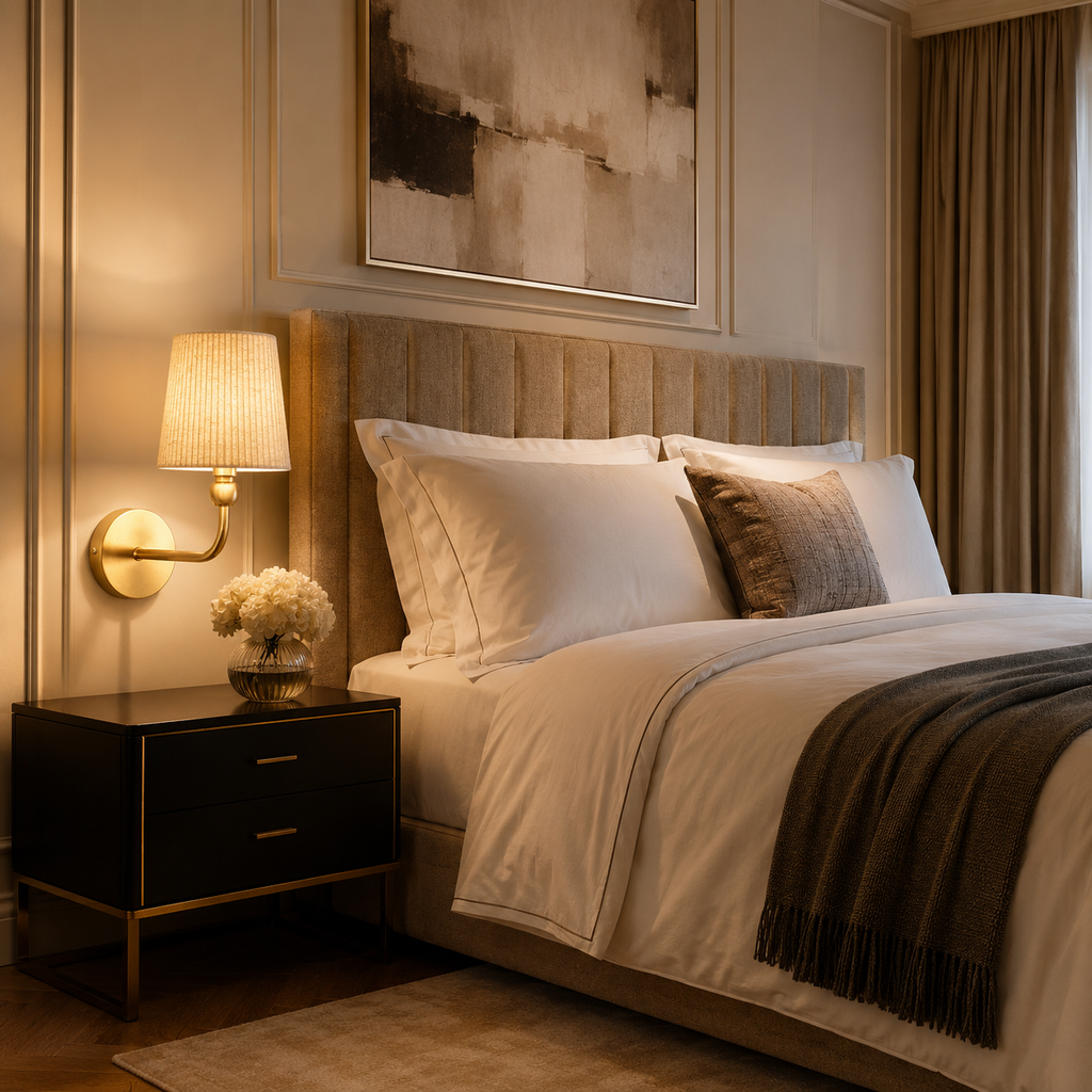 Lampe de chevet classique gold abat-jour