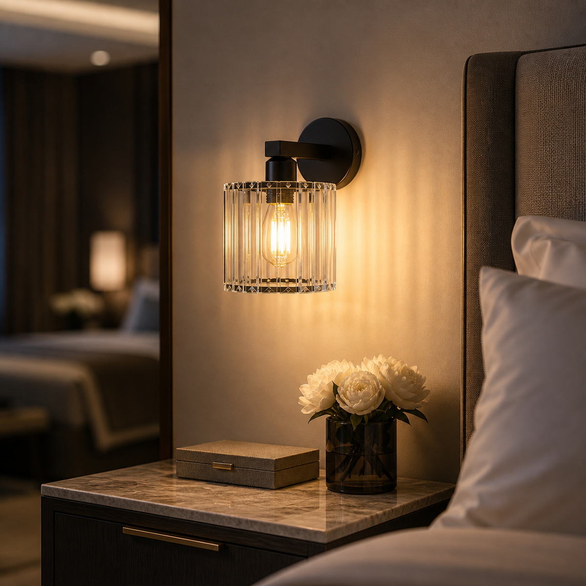 Lampe de chevet murale design verre
