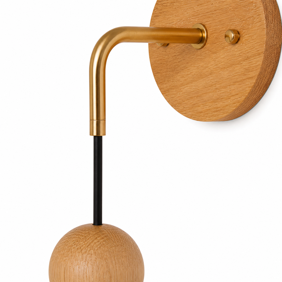 Lampe de chevet murale sphère en bois