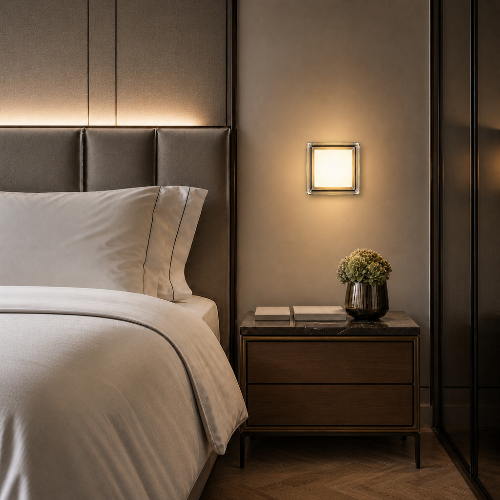 Lampe de chevet murale en verre colorée carré