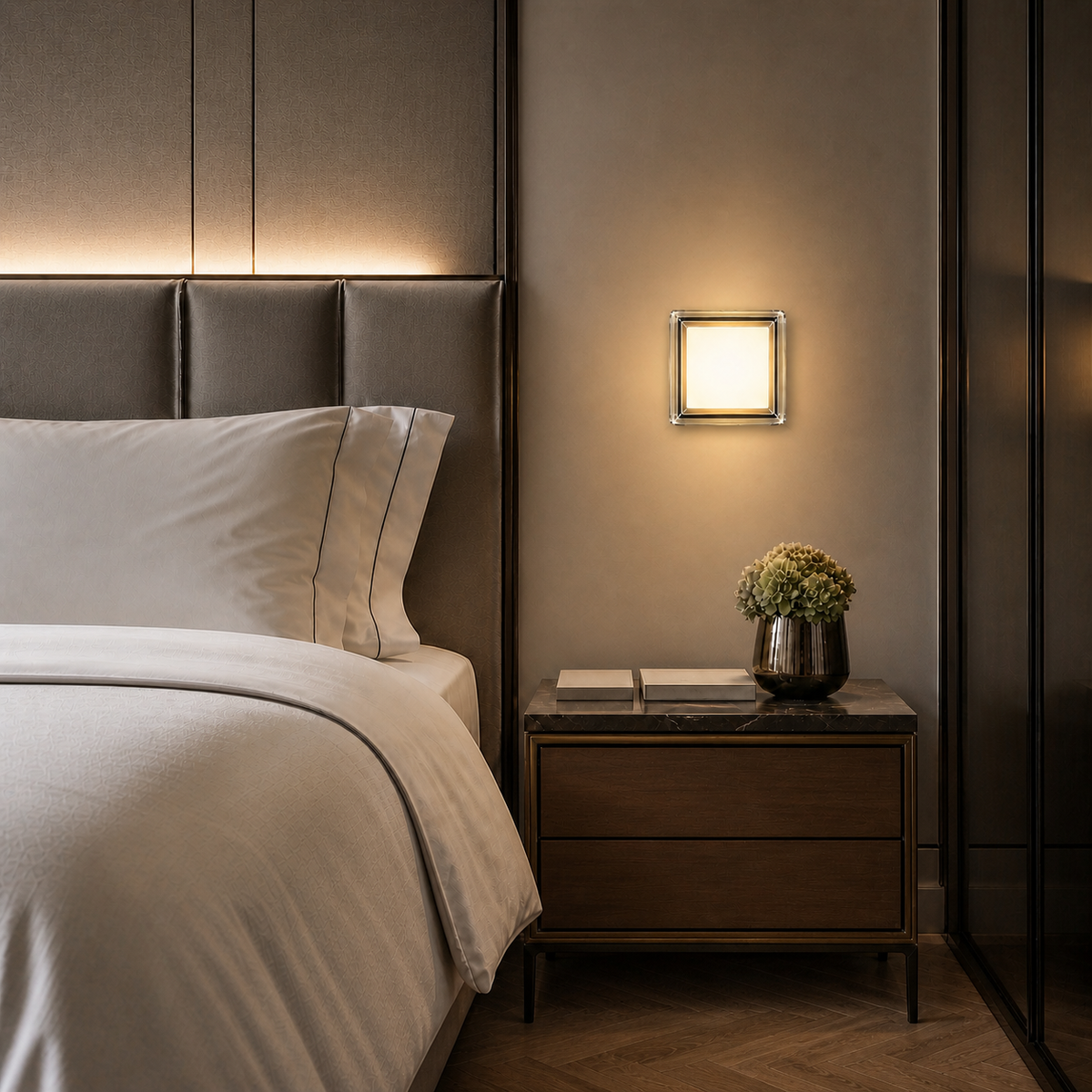 Lampe de chevet murale en verre colorée carré