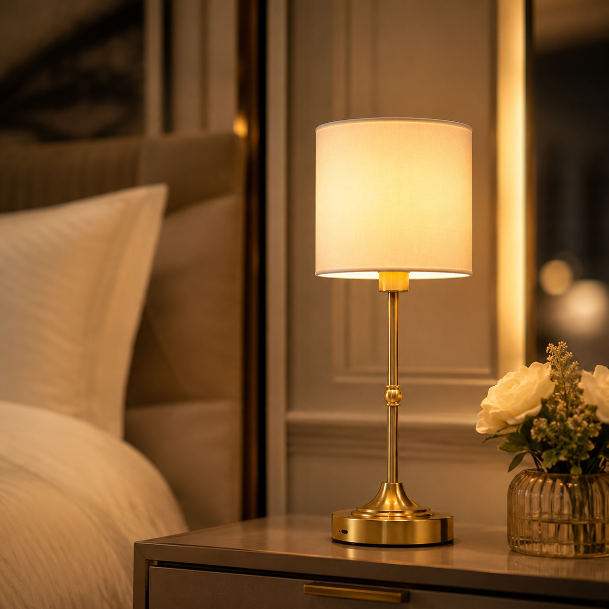 Lampe de chevet classique dorée