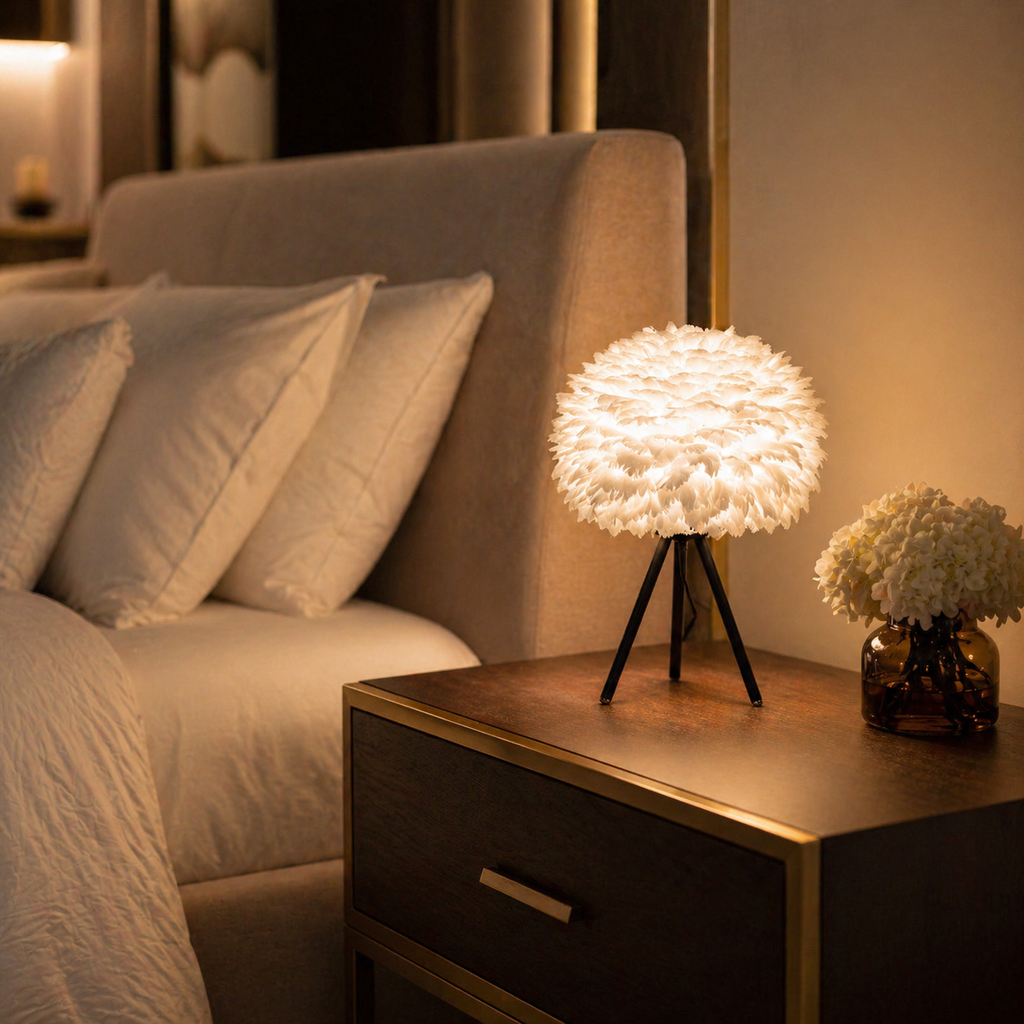 Lampe de chevet originale plumes