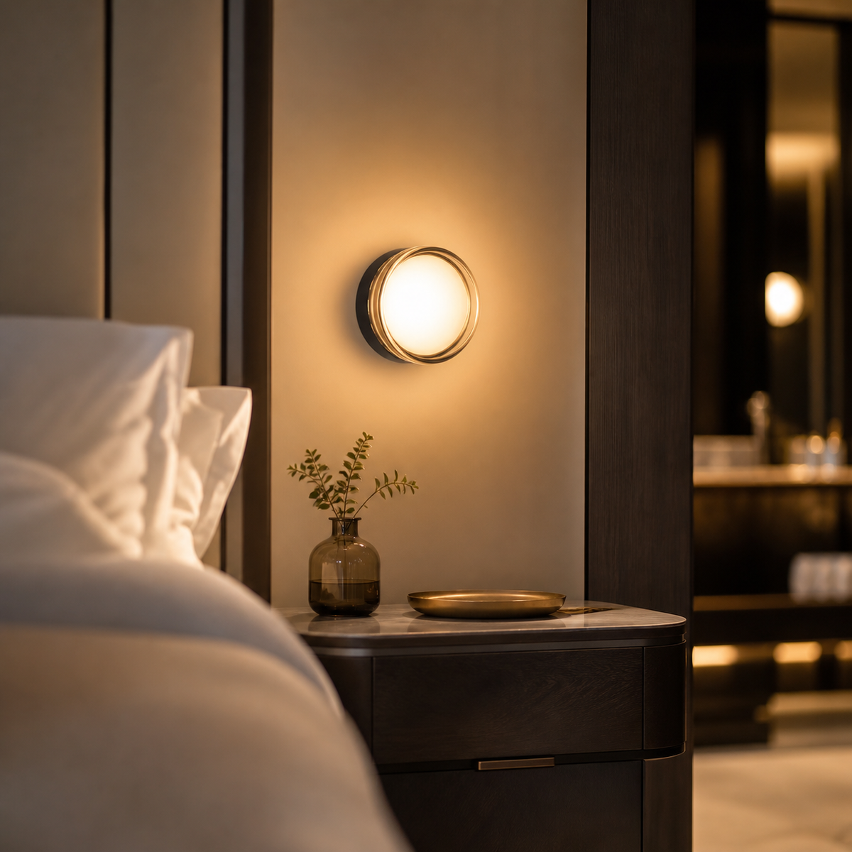 Lampe de chevet murale en verre colorée rond