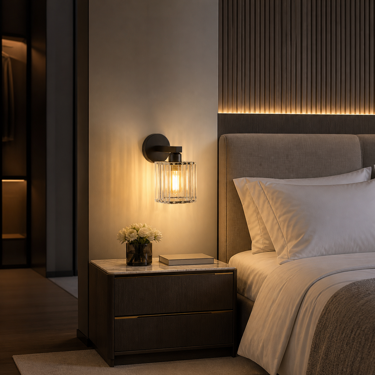 Lampe de chevet murale design verre