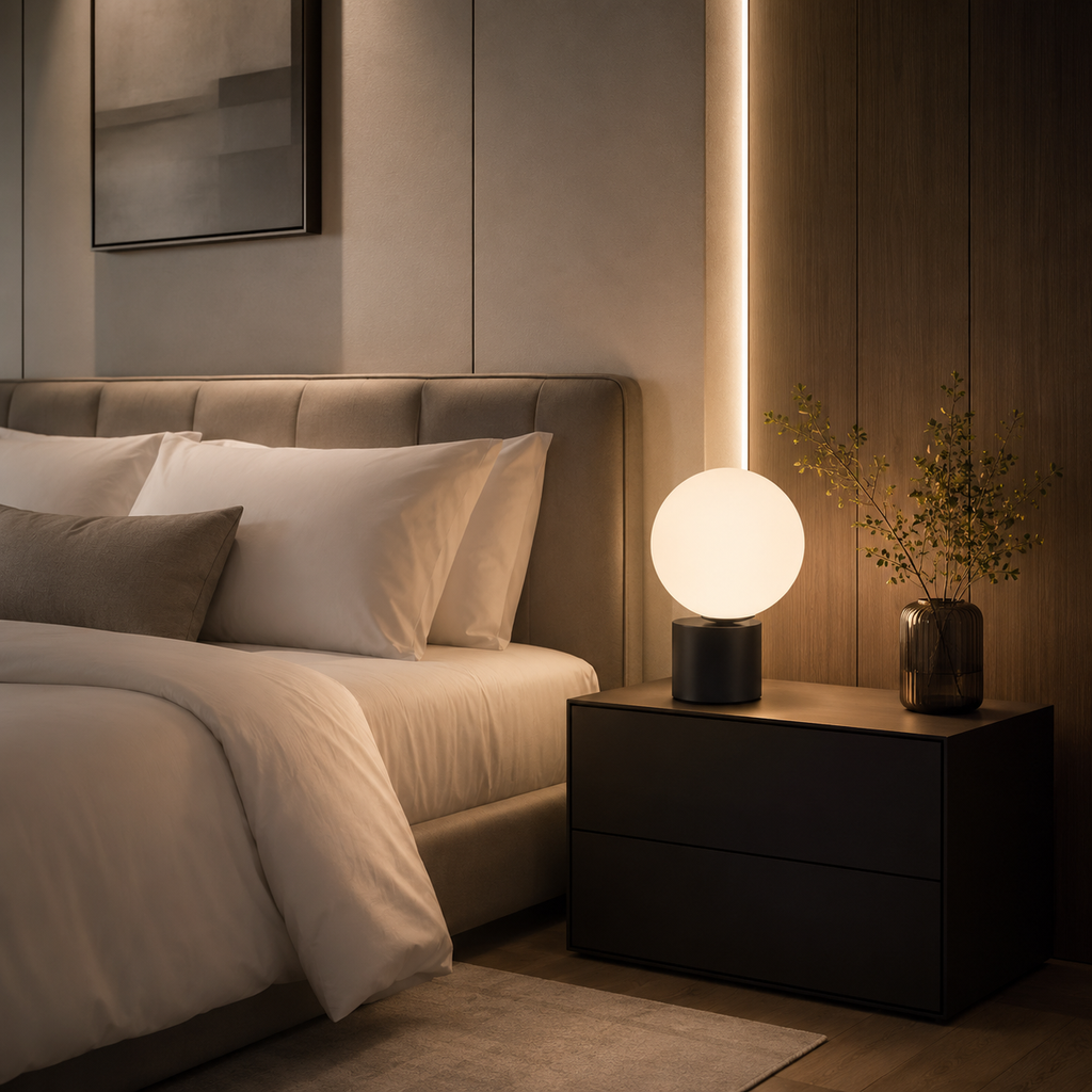 Lampe de chevet originale aluminium cylindre