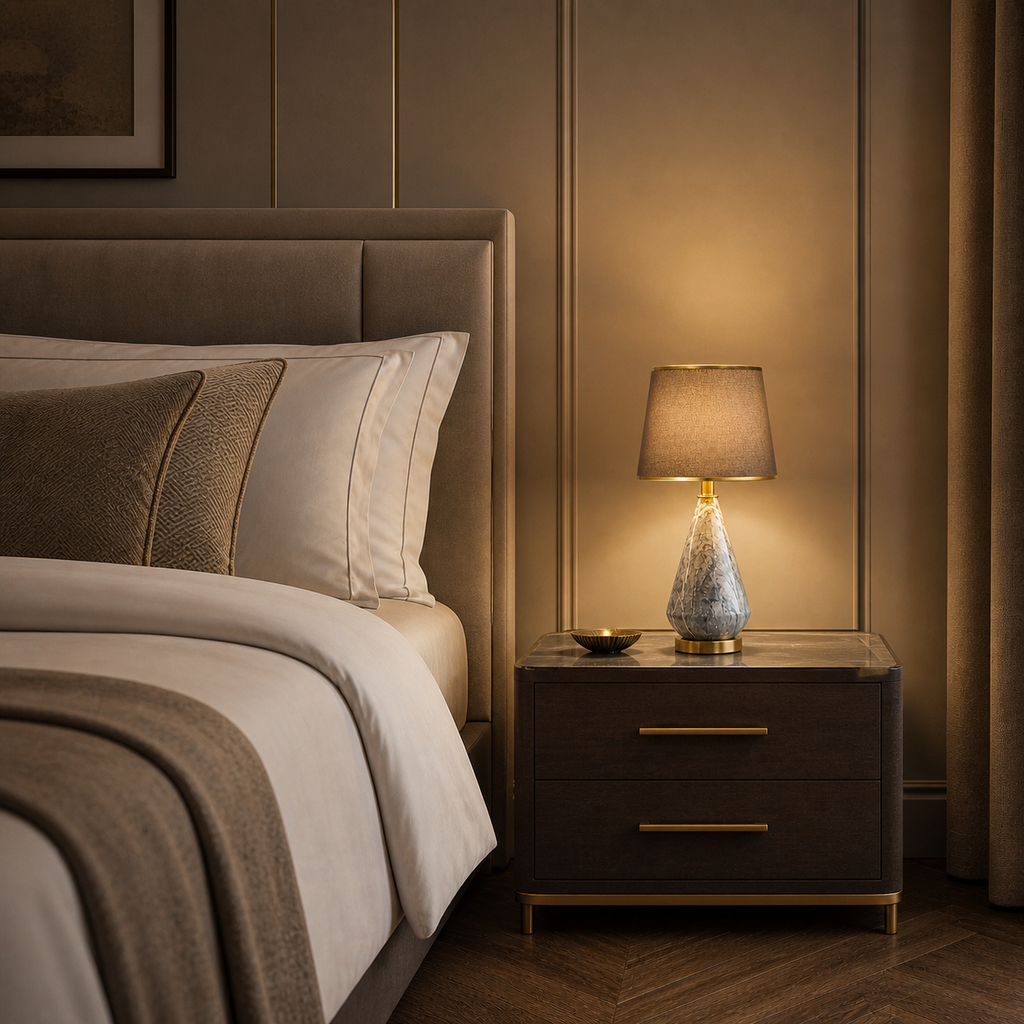 Lampe de chevet en marbre dorée