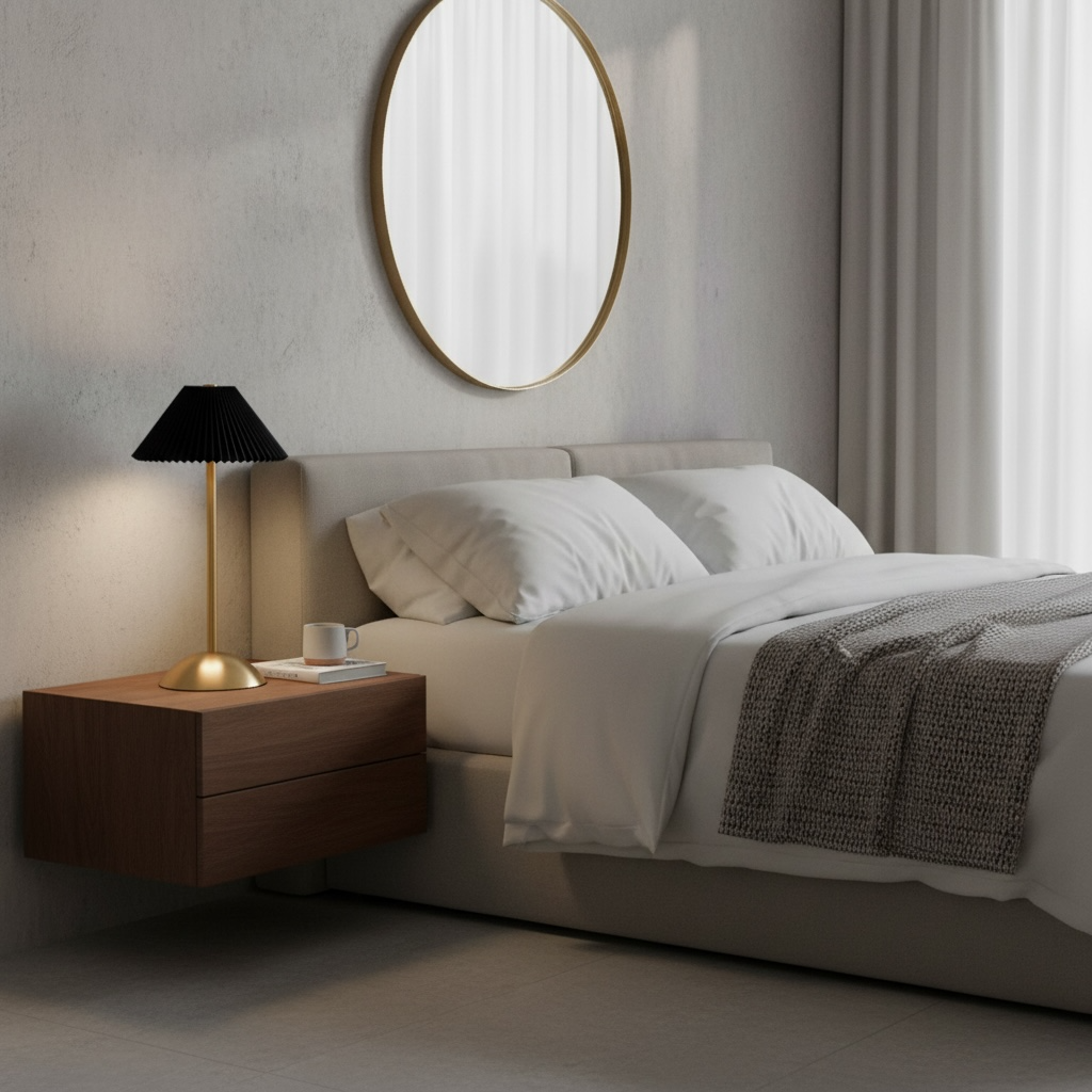 Lampe de chevet dorée éventail