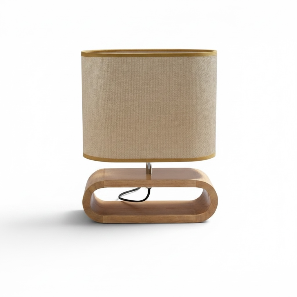 Lampe de chevet en bois avec abat-jour