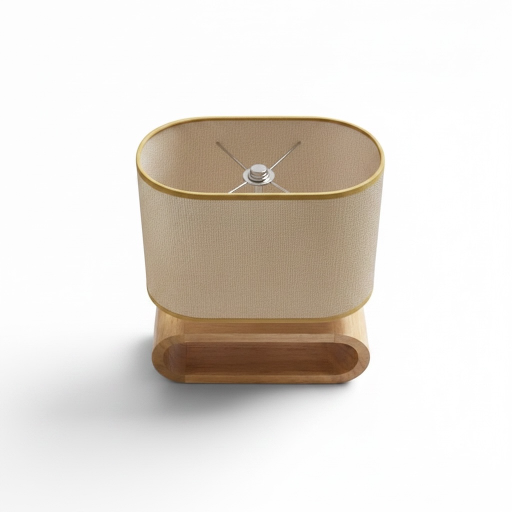 Lampe de chevet en bois avec abat-jour