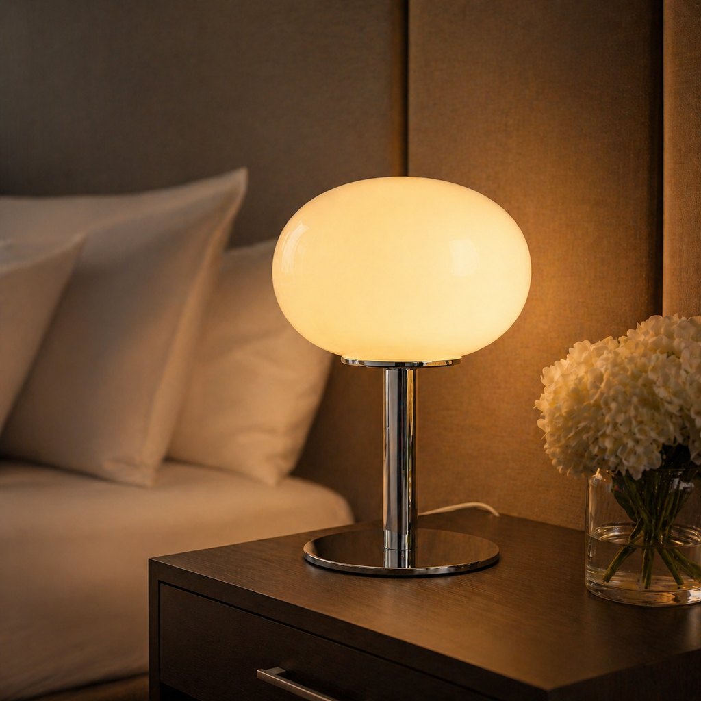 Lampe de chevet ovale acier