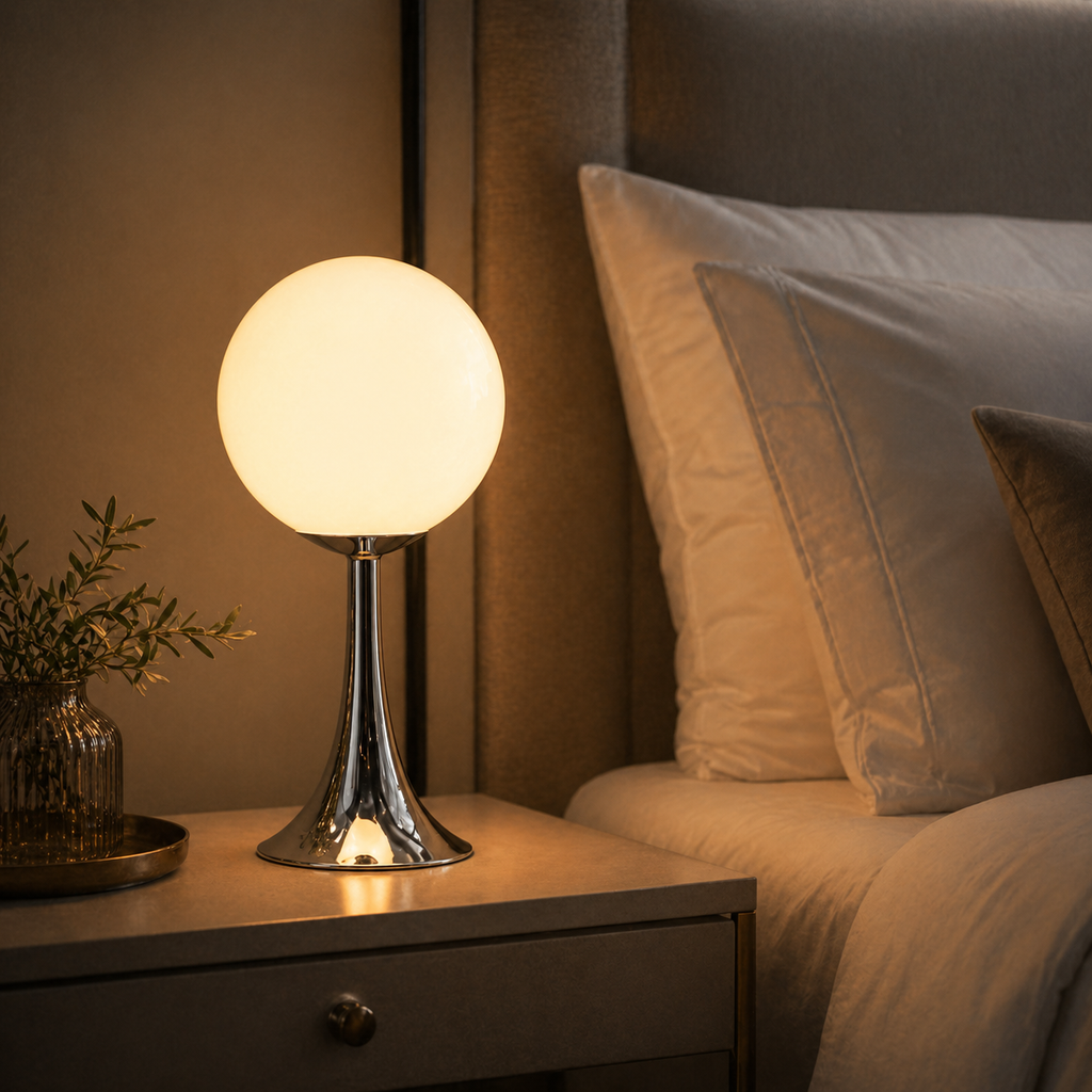 Lampe de chevet argenté