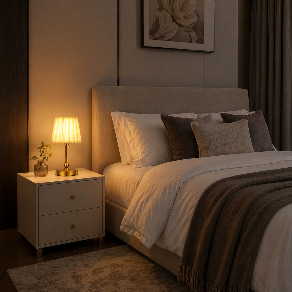 Lampe de chevet sans fil dorée