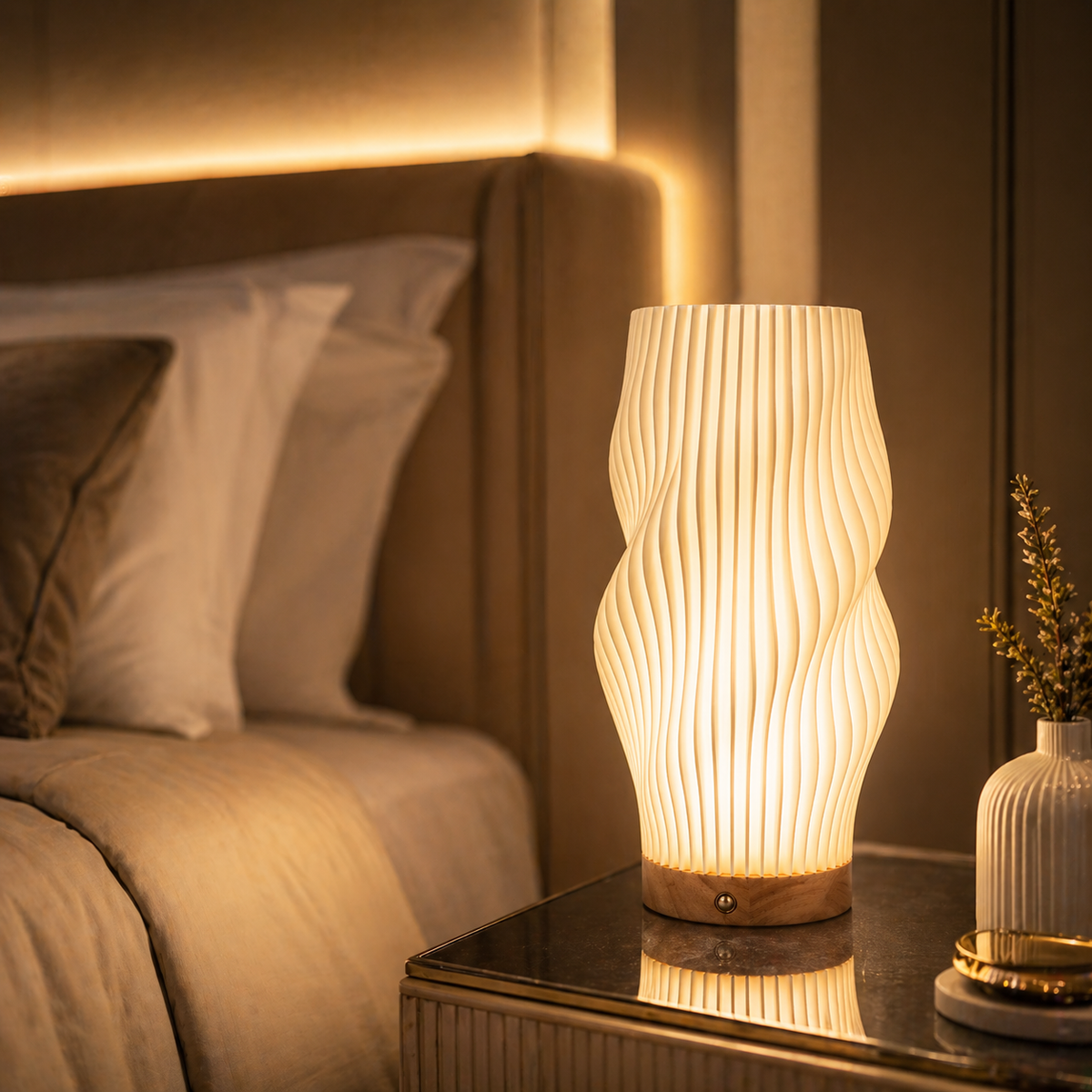 Lampe de chevet en bois moderne
