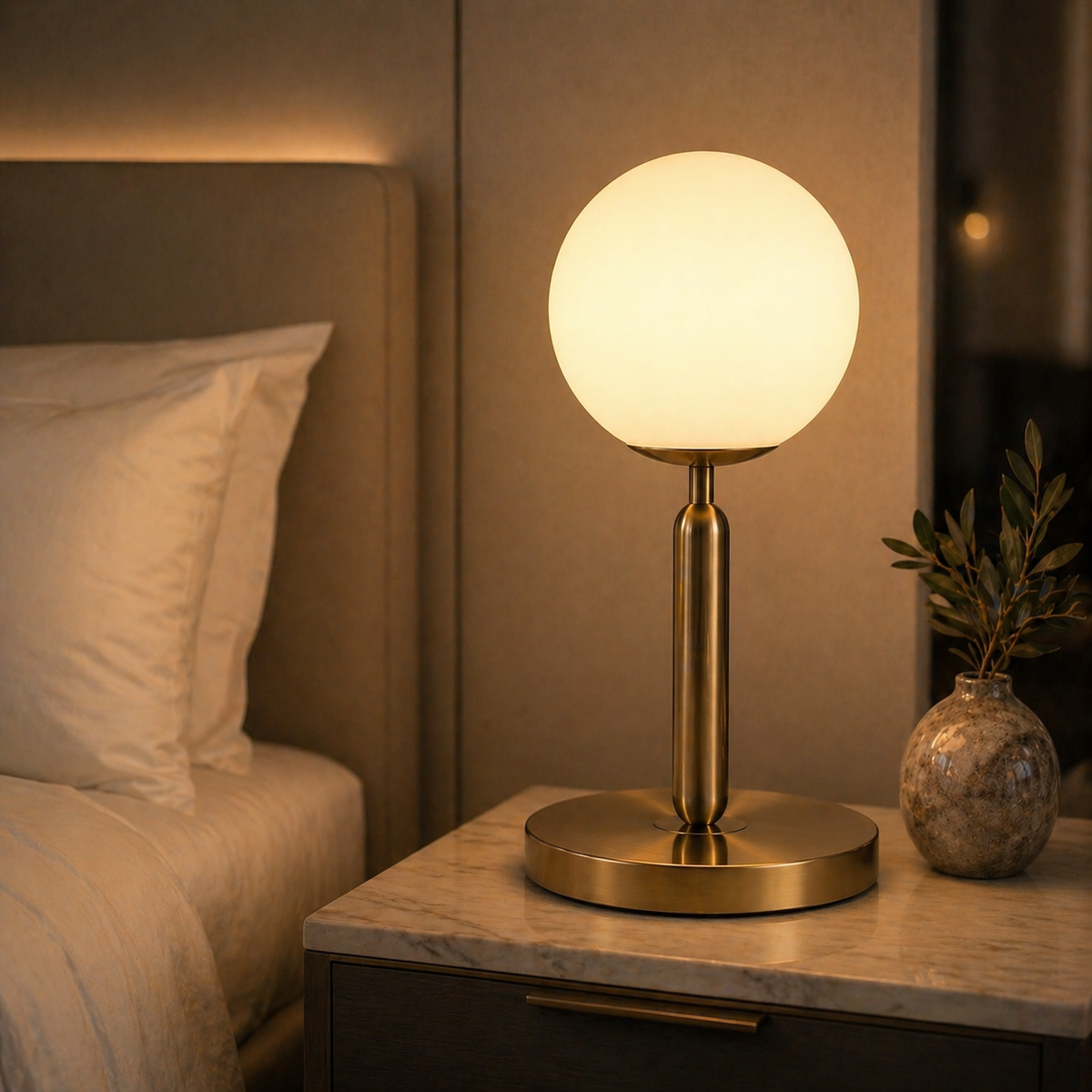 Lampe de chevet dorée