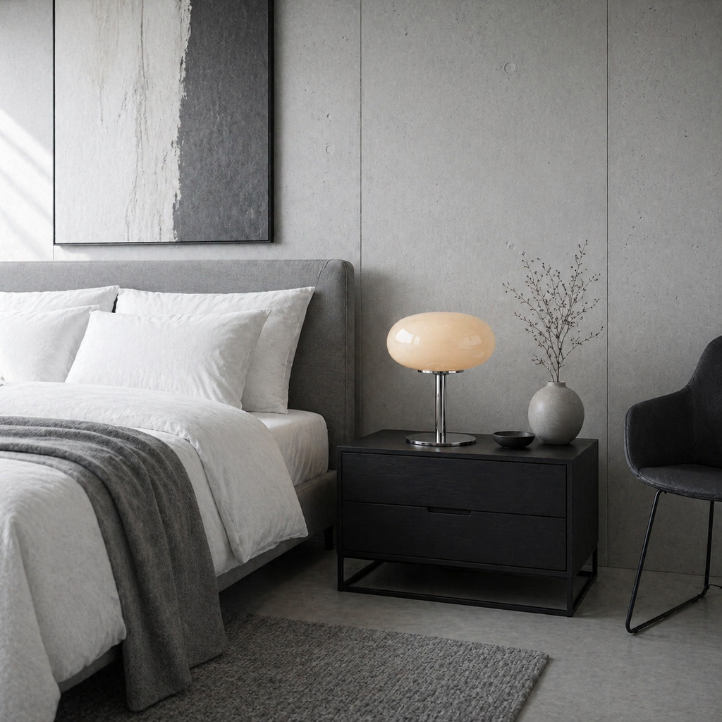 Lampe de chevet ovale acier