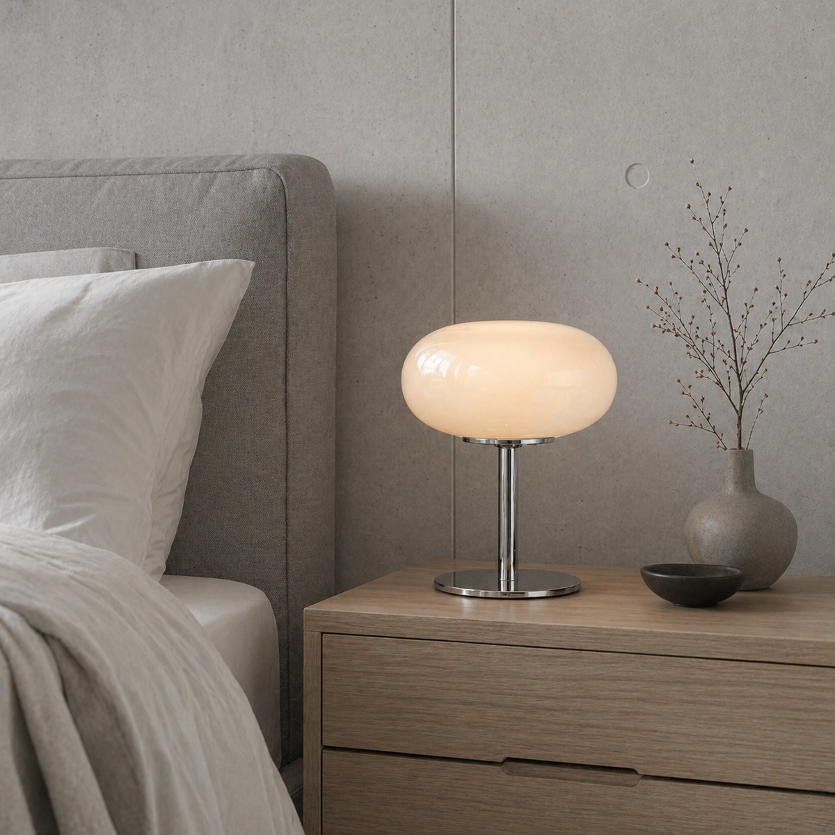 Lampe de chevet ovale acier