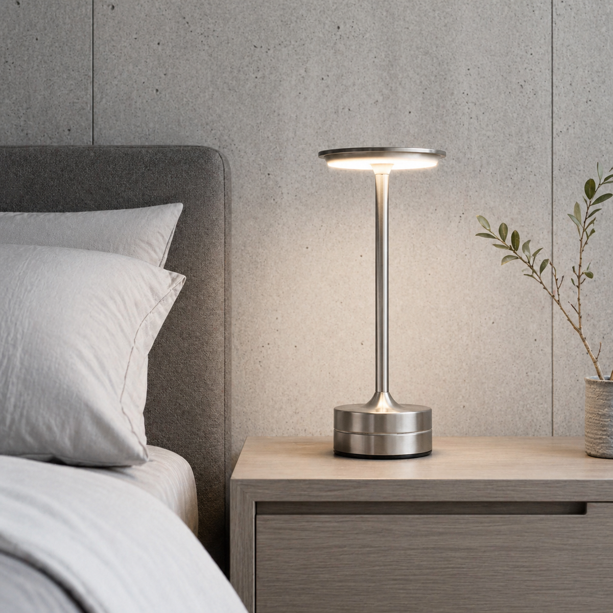 Lampe de chevet sans fil en métal