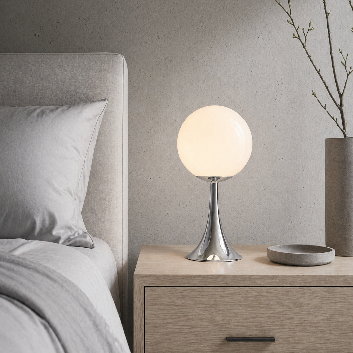 Lampe de chevet argenté