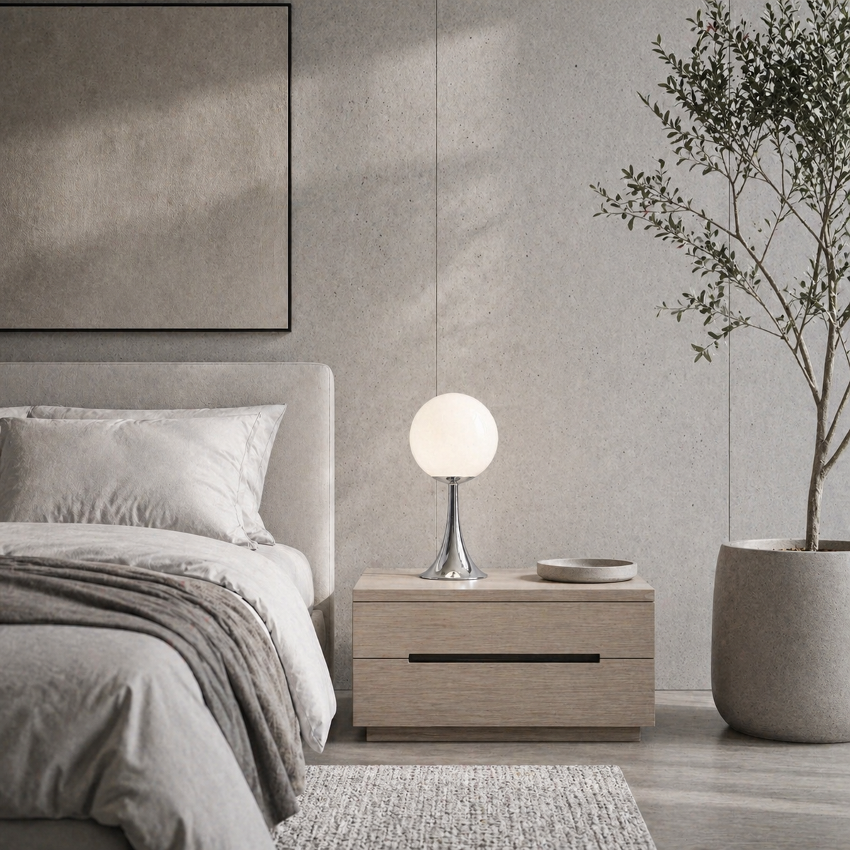 Lampe de chevet argenté