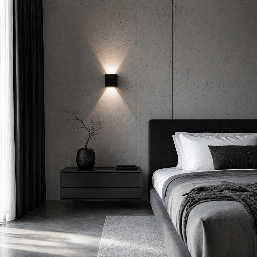 Lampe de chevet murale carré noir