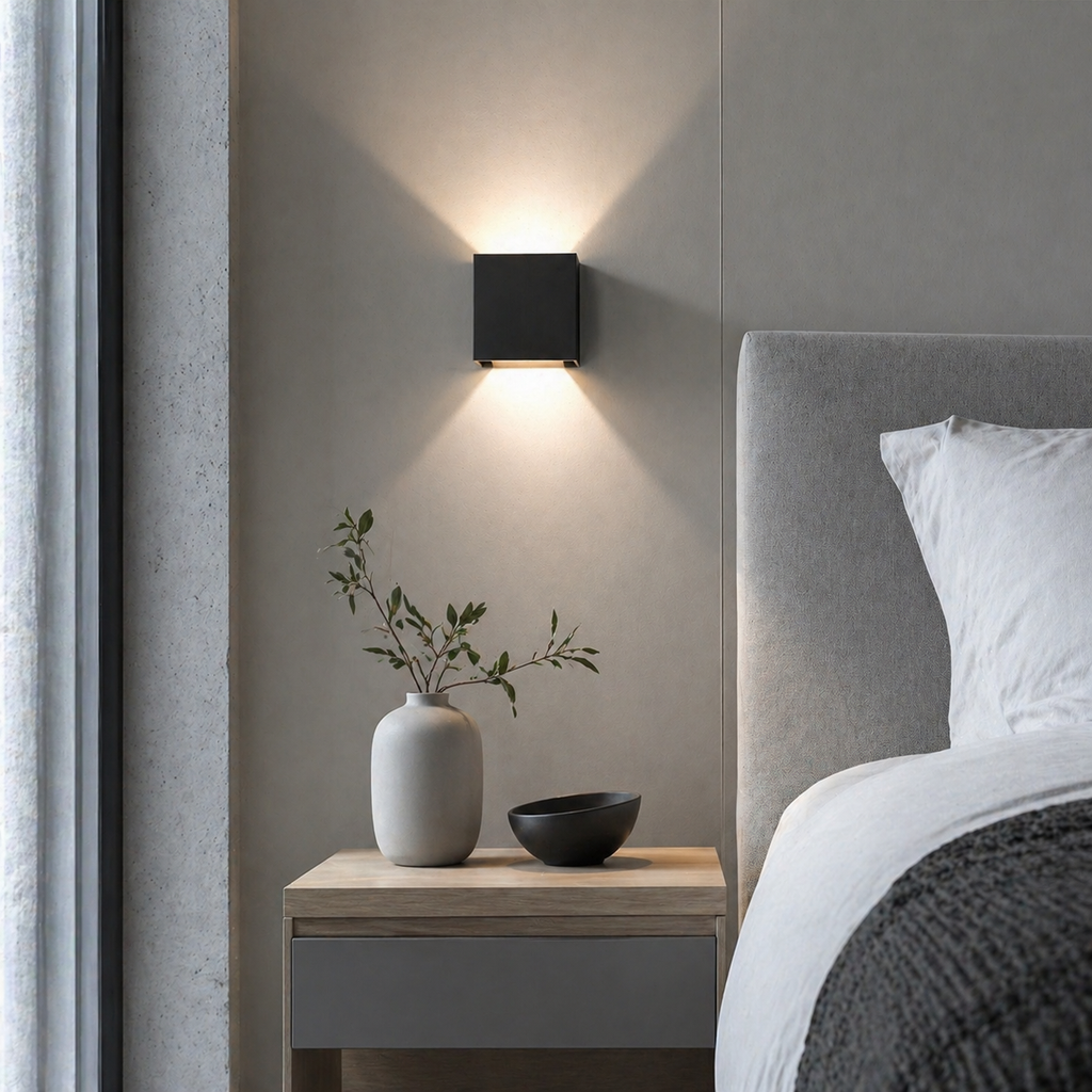 Lampe de chevet murale carré noir