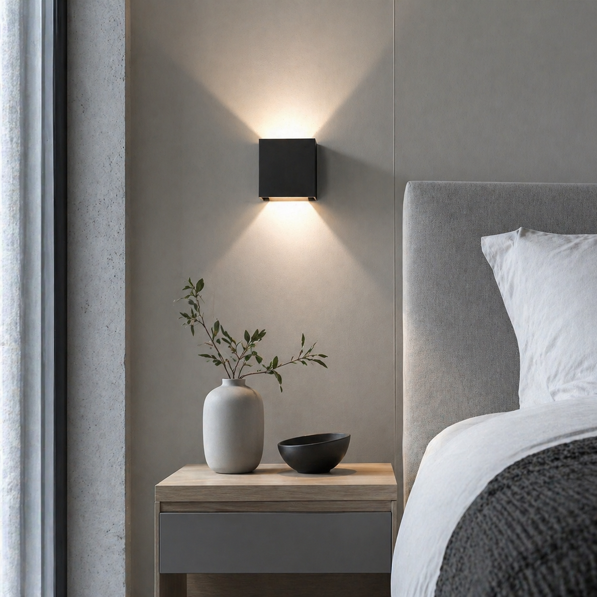 Lampe de chevet murale carré noir