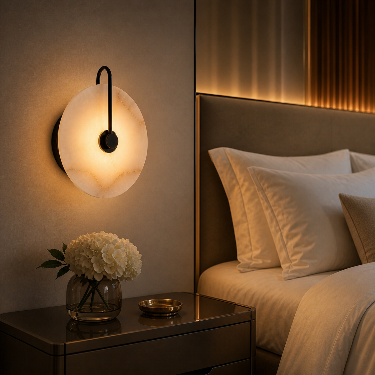 Lampe de chevet murale marbre cercle