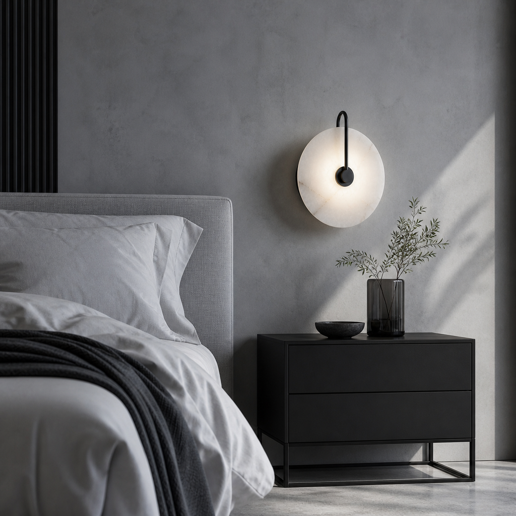Lampe de chevet murale marbre cercle