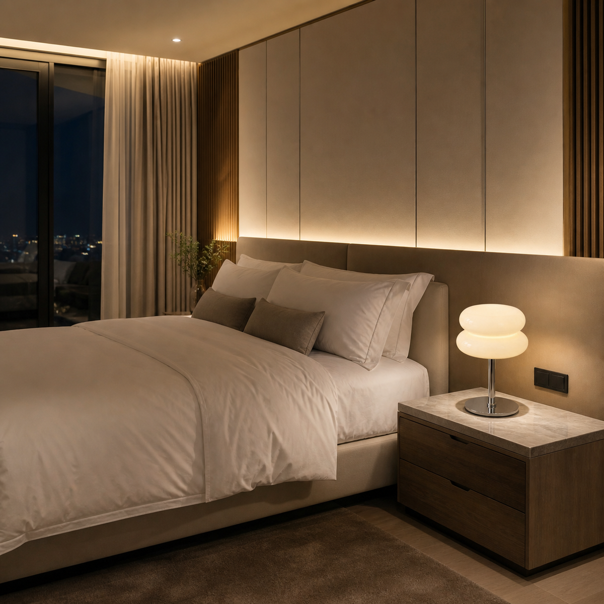 Lampe de chevet double champignons