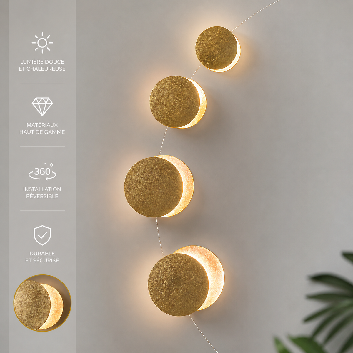 Lampe de chevet murale style lune